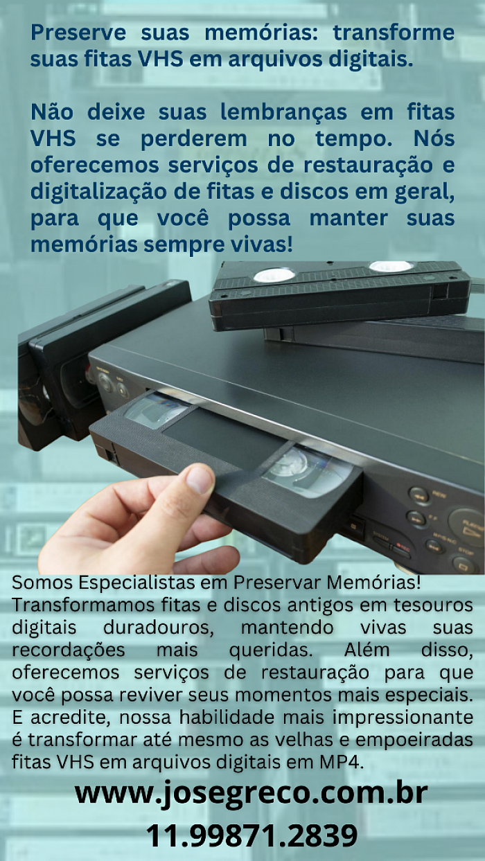 Restauração e Digitalização de fitas Vhs em Pendrive